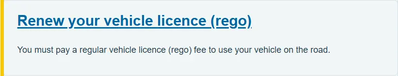 Official NZTA vehicle licensing page showing the Renew your vehicle licence entry